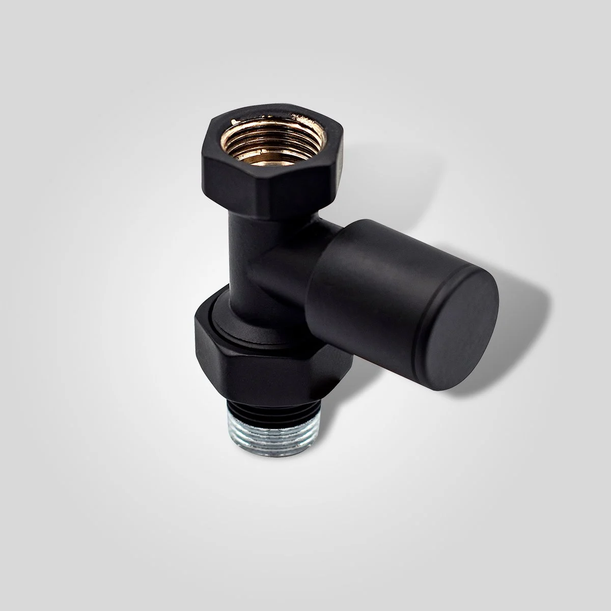 1/2" EDP BOYALI DÜZ RADYATÖR VANASI METAL (PİRİNÇ) VOLAN - MAT SIYAH