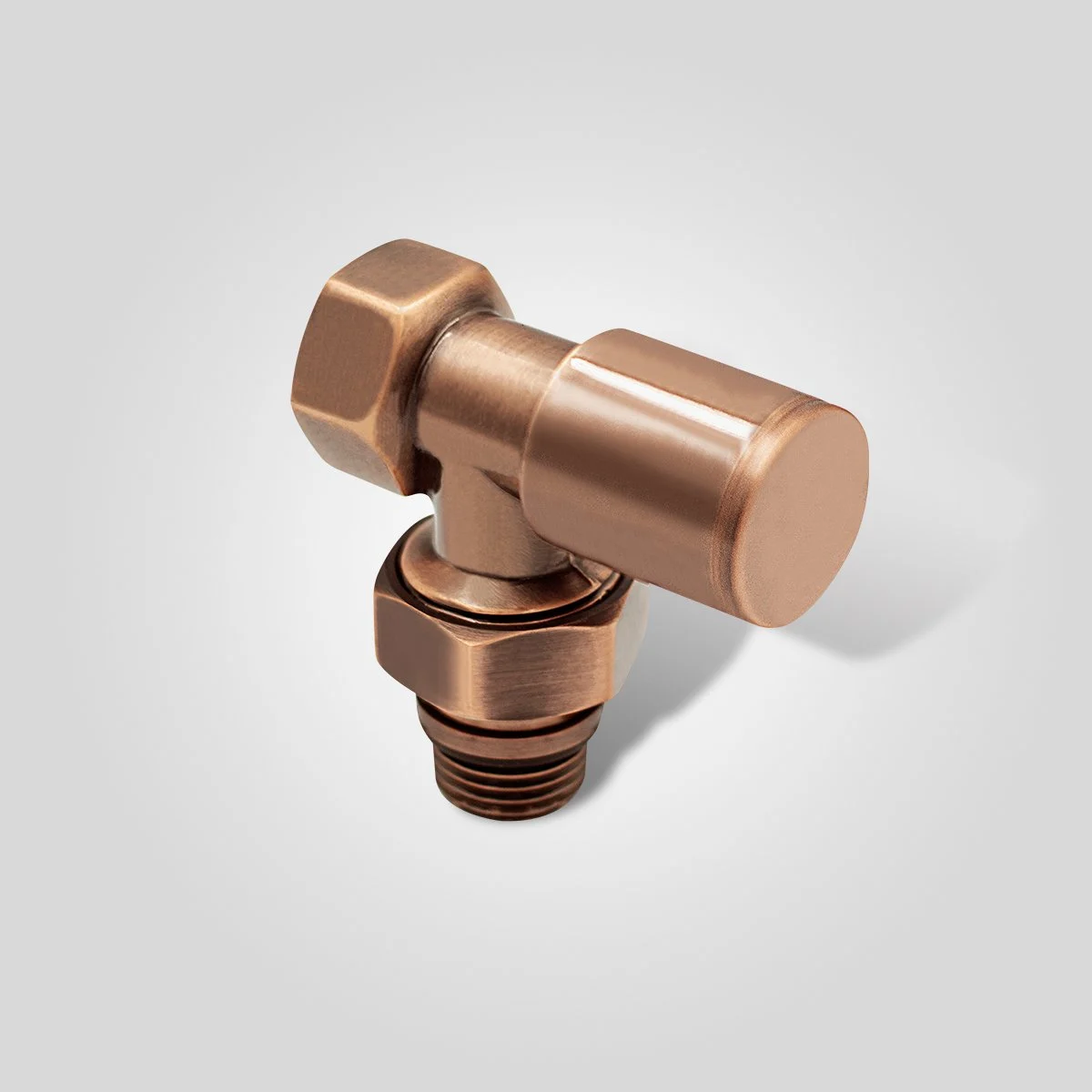 1/2" EDP KAPLAMALI KÖŞE RADYATÖR VANASI METAL VOLAN - BAKIR ESKITME