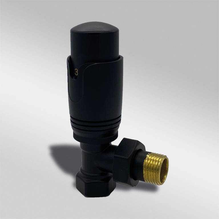 1/2" EDP TERMOSTATIK KÖŞE RADYATÖR VANASI - MAT SIYAH
